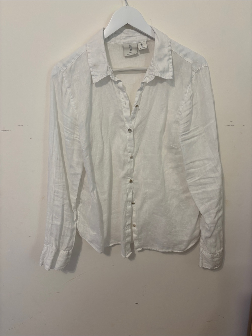 Joie White Lightweight Button-Down Linen Shirt